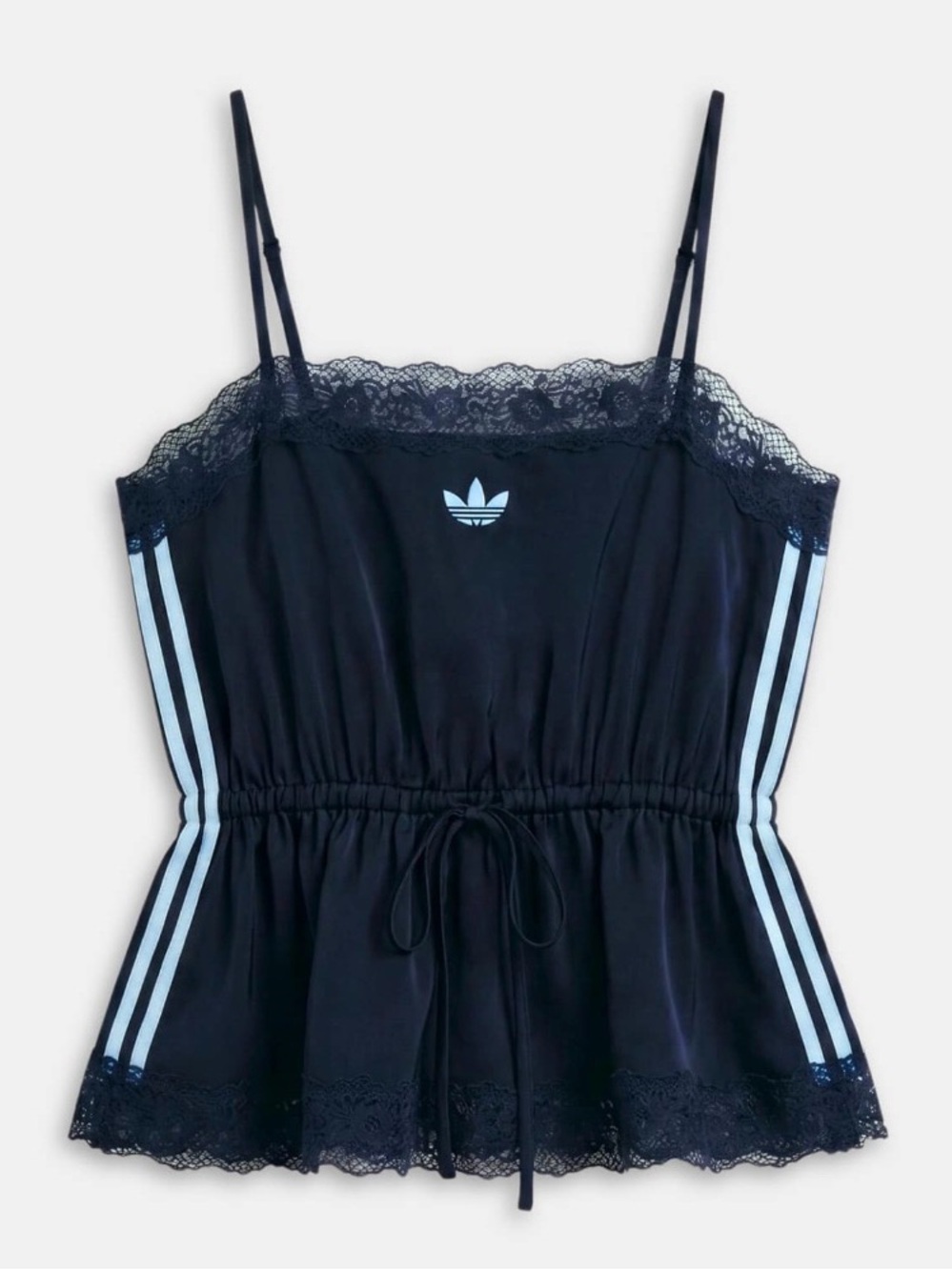 adidas x ASOS Navy Lace-Trim Spaghetti Strap Cami with White Stripe- S - NWT - Picture 2 of 5